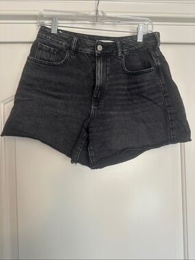 PacSun Black High-Rise Raw Hem Denim Shorts